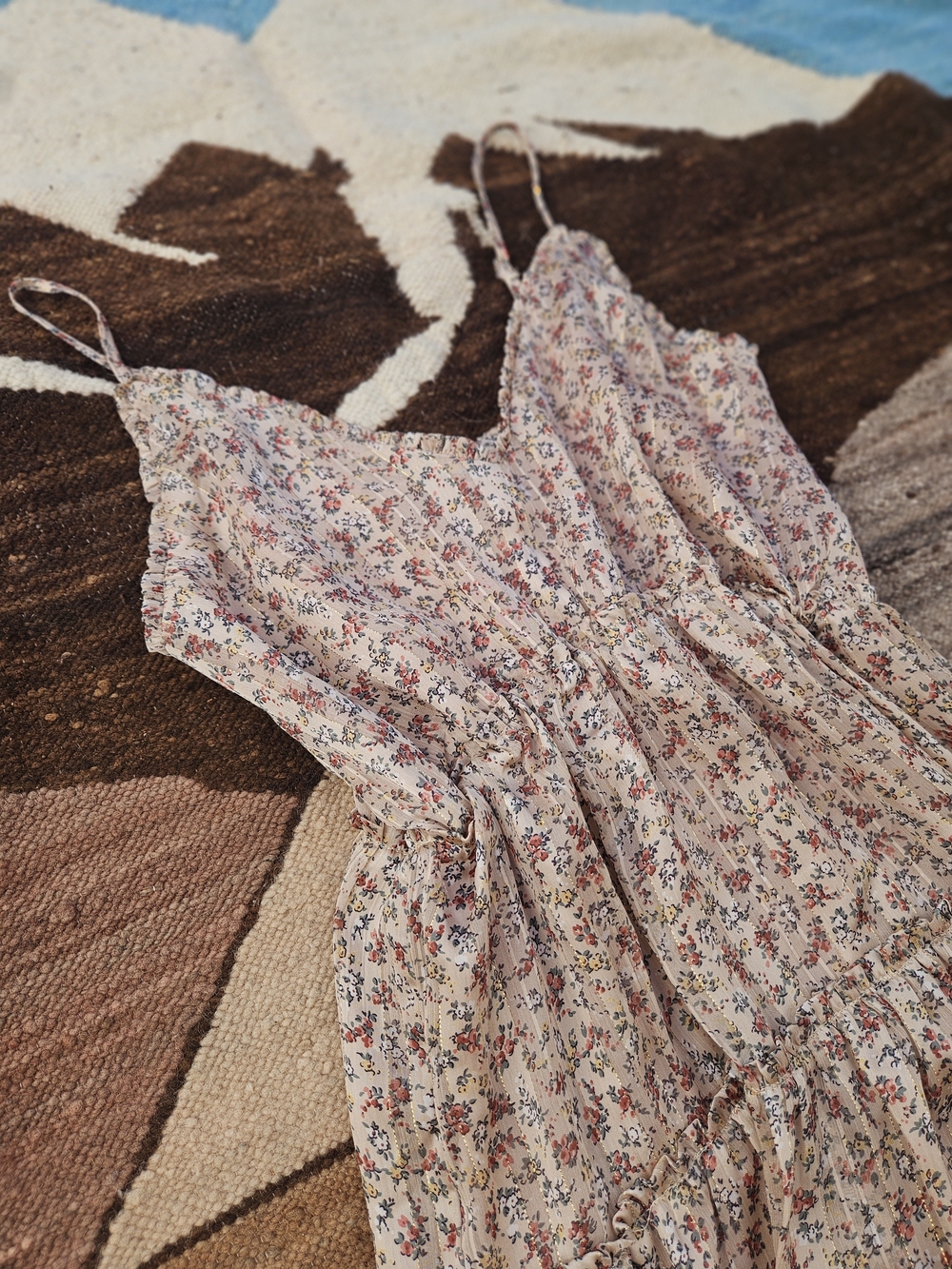 Floral Cottagecore Tietred Mini Dress L Pink Prairie Boho Ruffle Milkmaid